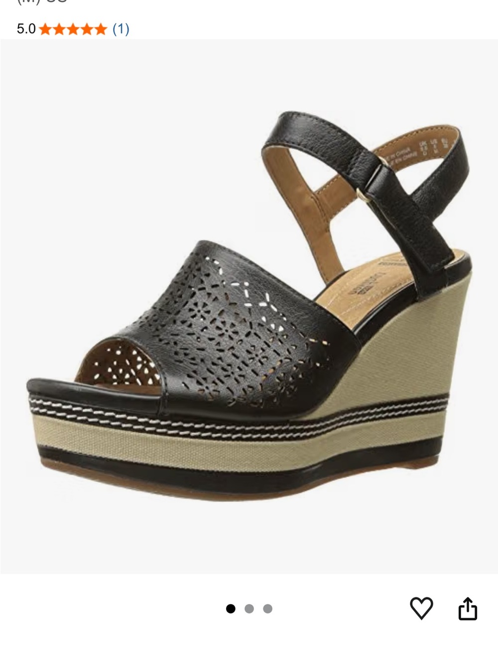 Clark’s Women’s Black Leather Platform Wedge Sandals